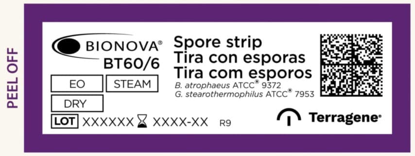 Tiras de esporas para calor seco, vapor y EtO